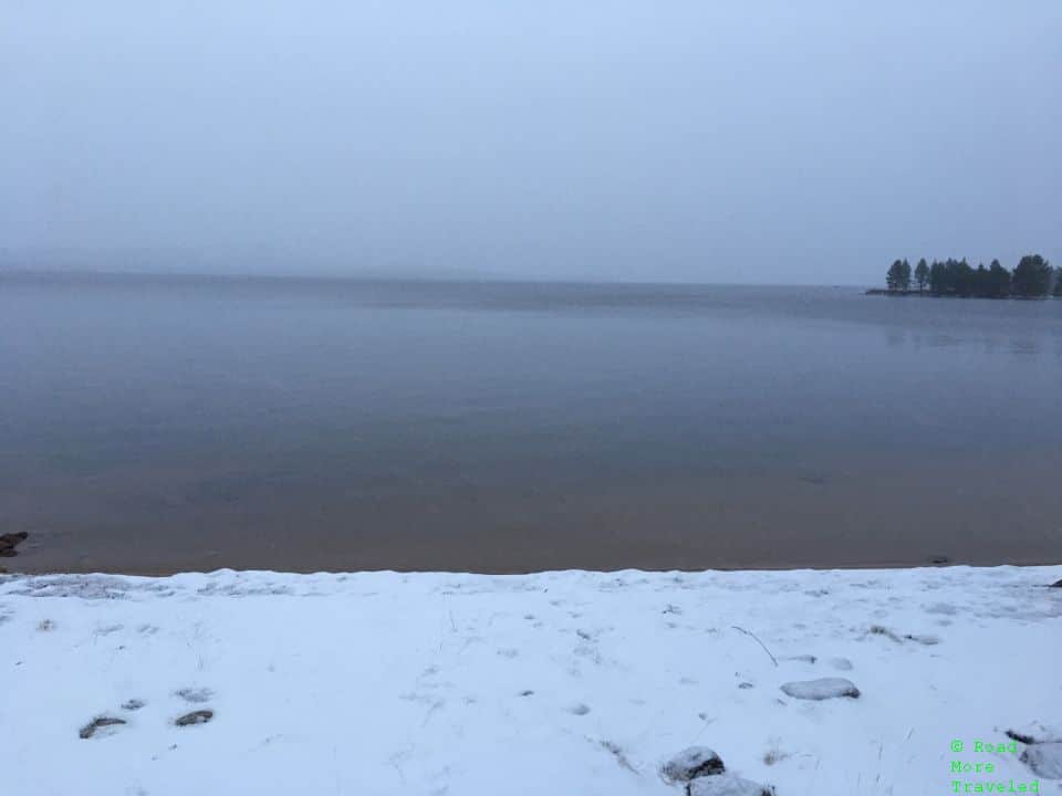 Aurora chasing in Finnish Lapland - snowstorm over Lake Inari