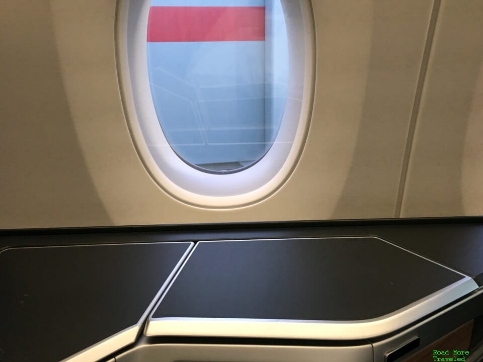 British Airways A350 Club Suite - window seat storage shelf