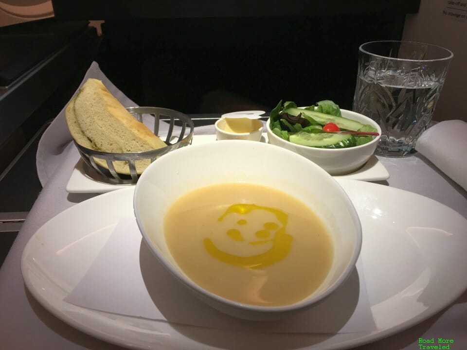 British Airways A350 Club Suite soup